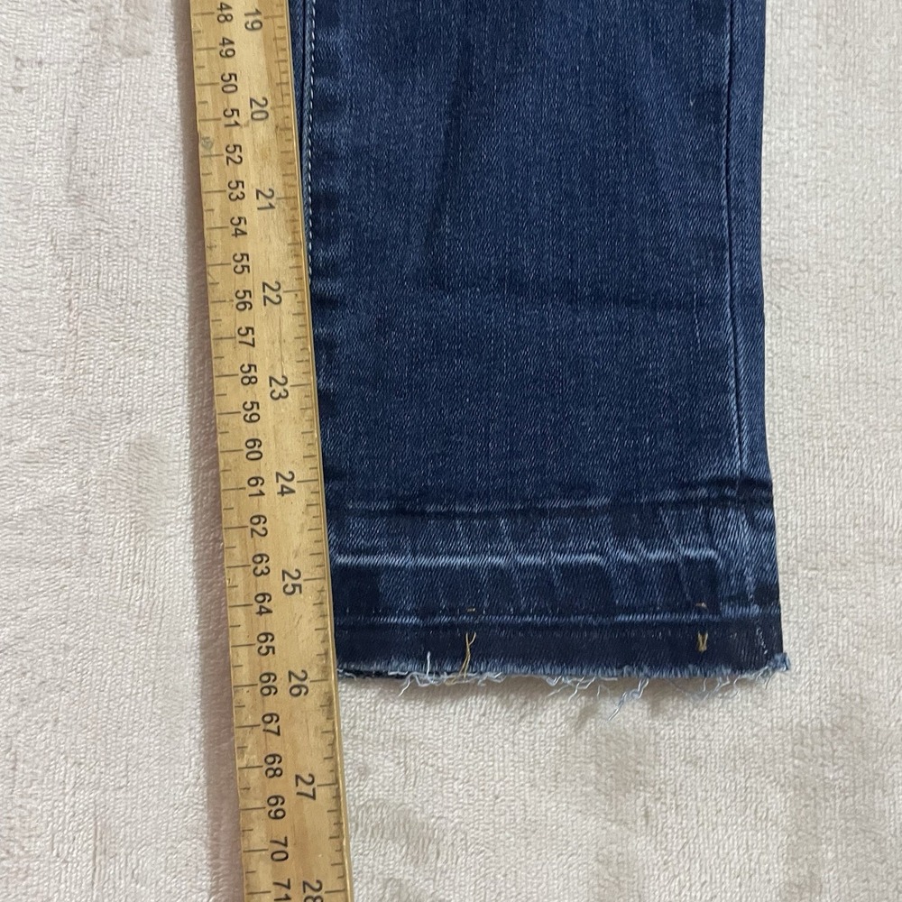 KanCan Jeans Womens 3/25 Straight Leg Distressed Raw Hems Blue Denim Dark Wash‎ - Picture 6 of 8